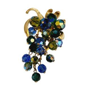 Vintage Possibly Schrager Dangling Crystal Brooch (A5576)